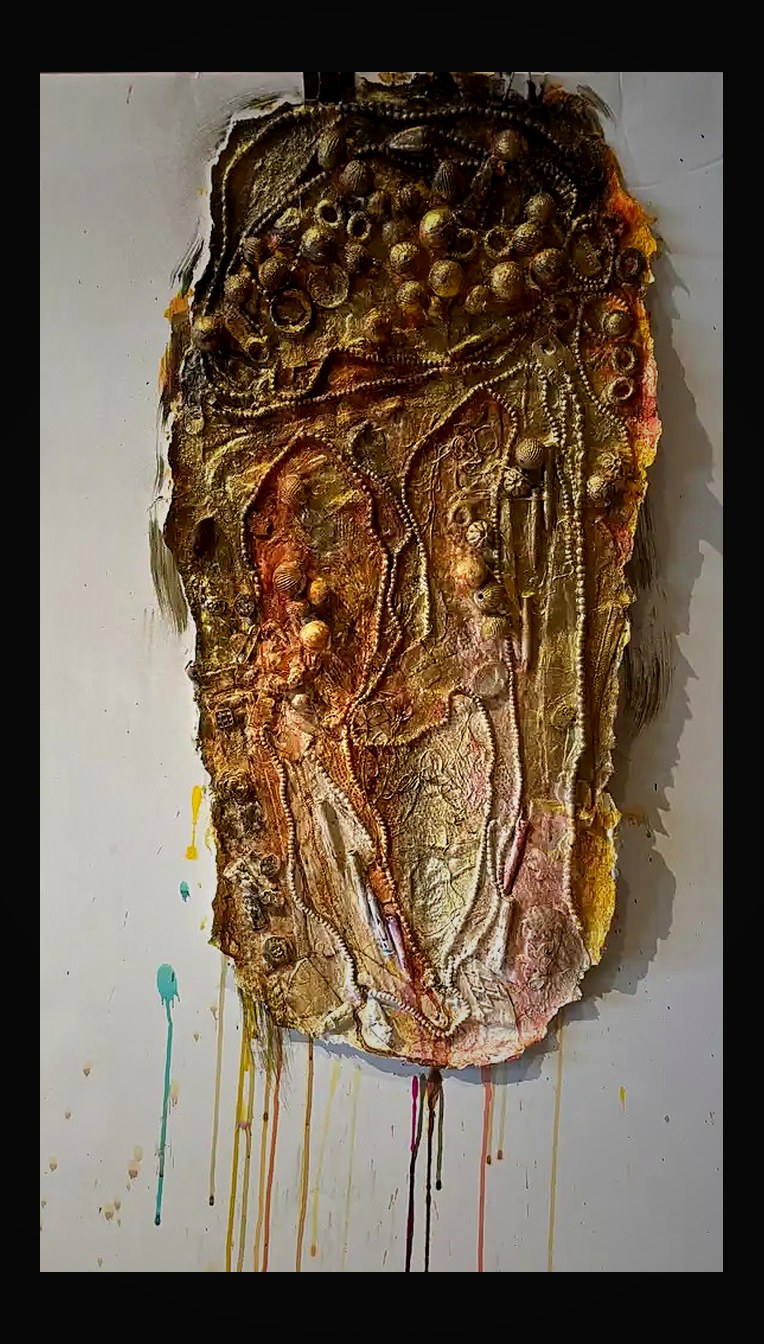 William Harper's Golden Figure — large-scale mixed-media work on handmade paper